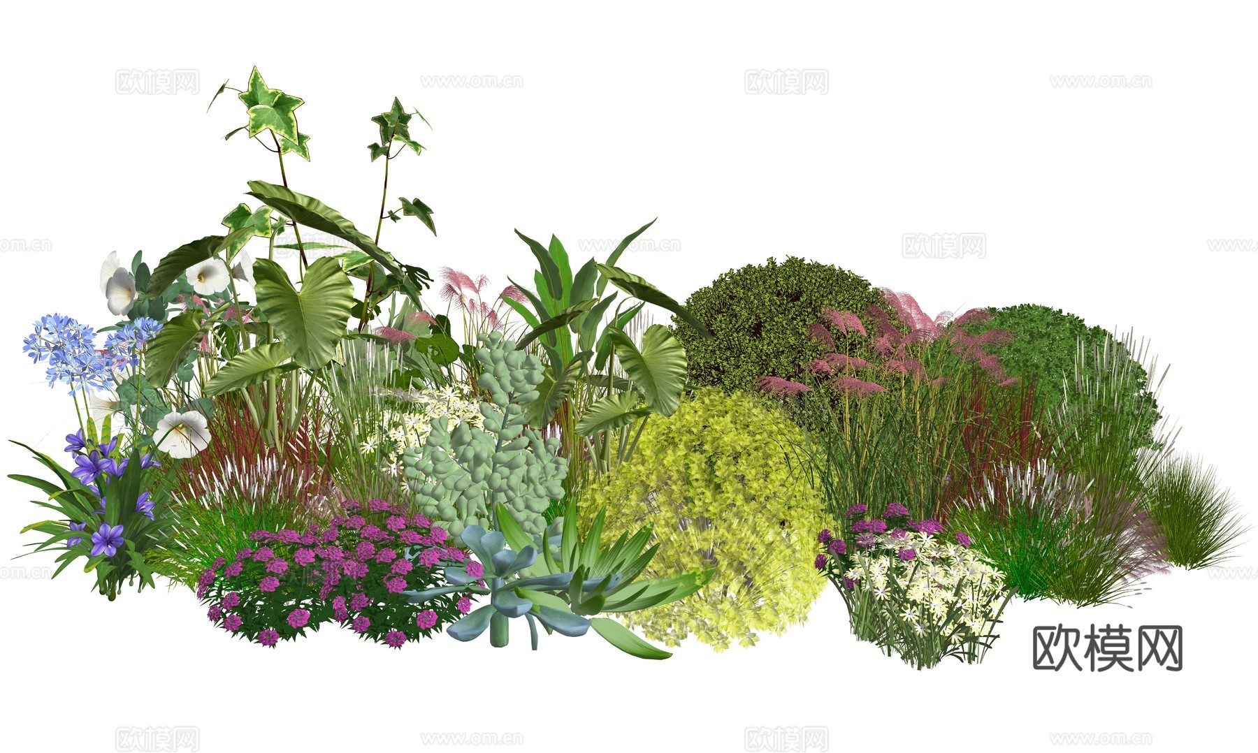 现代庭院植物堆景观组合su模型
