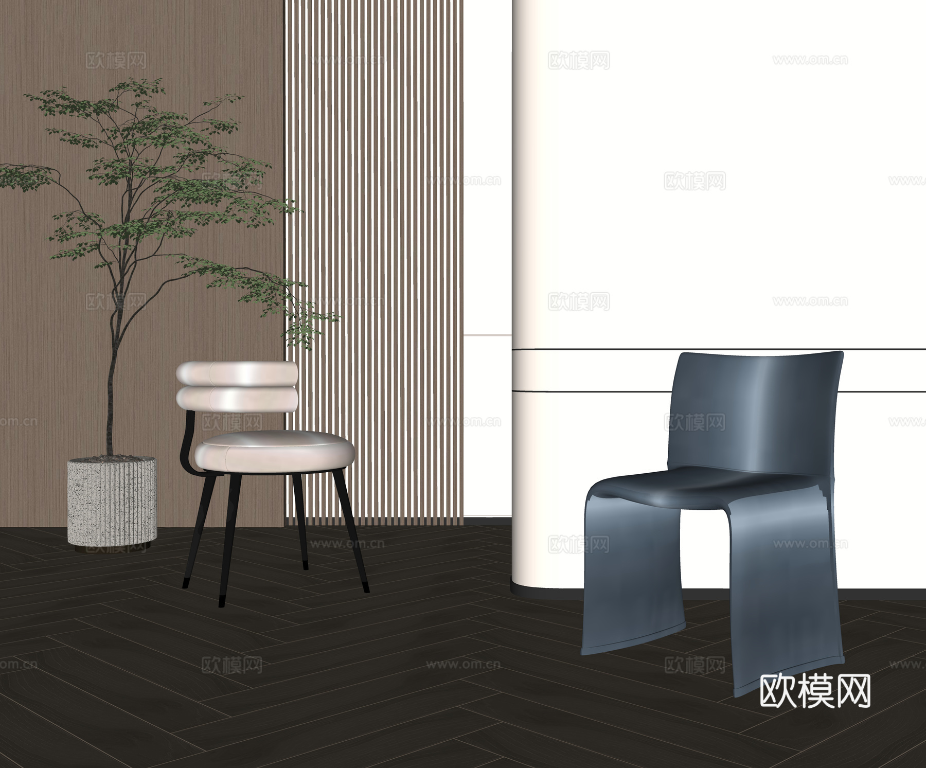 现代餐椅 布椅 不锈钢椅 梳妆椅 单椅su模型