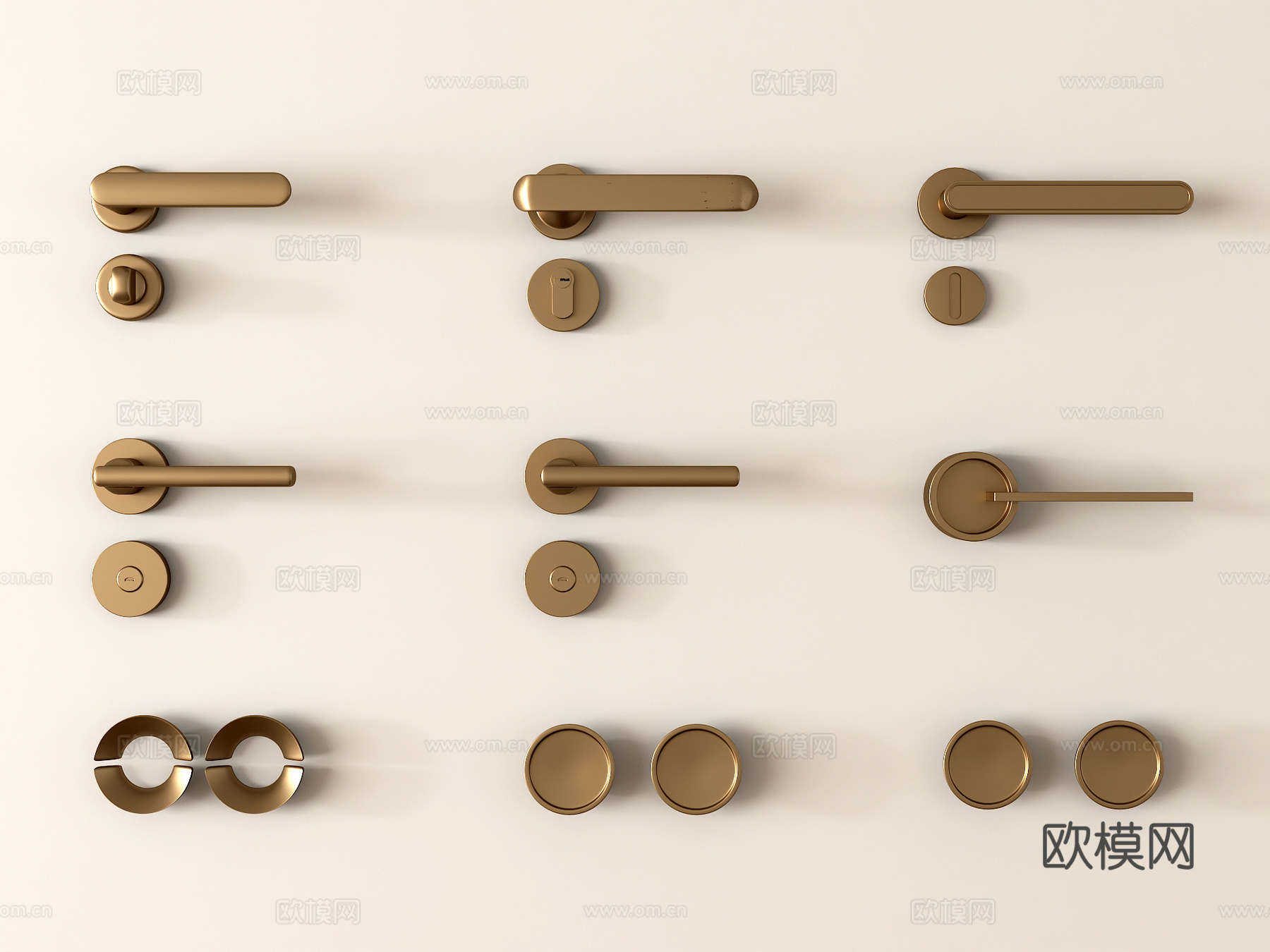 法式门把手 拉手 金属把手3d模型下载