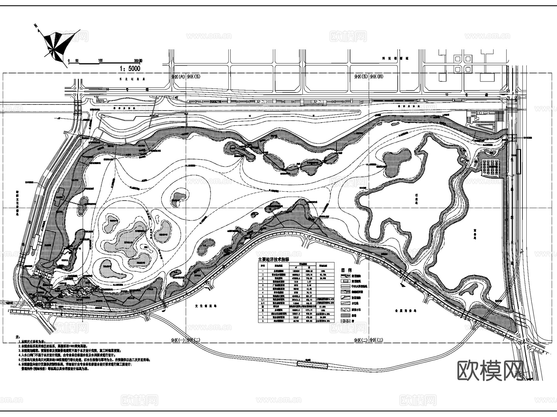 中央水系岸线滨水湿地景观CAD施工图全套cad施工图