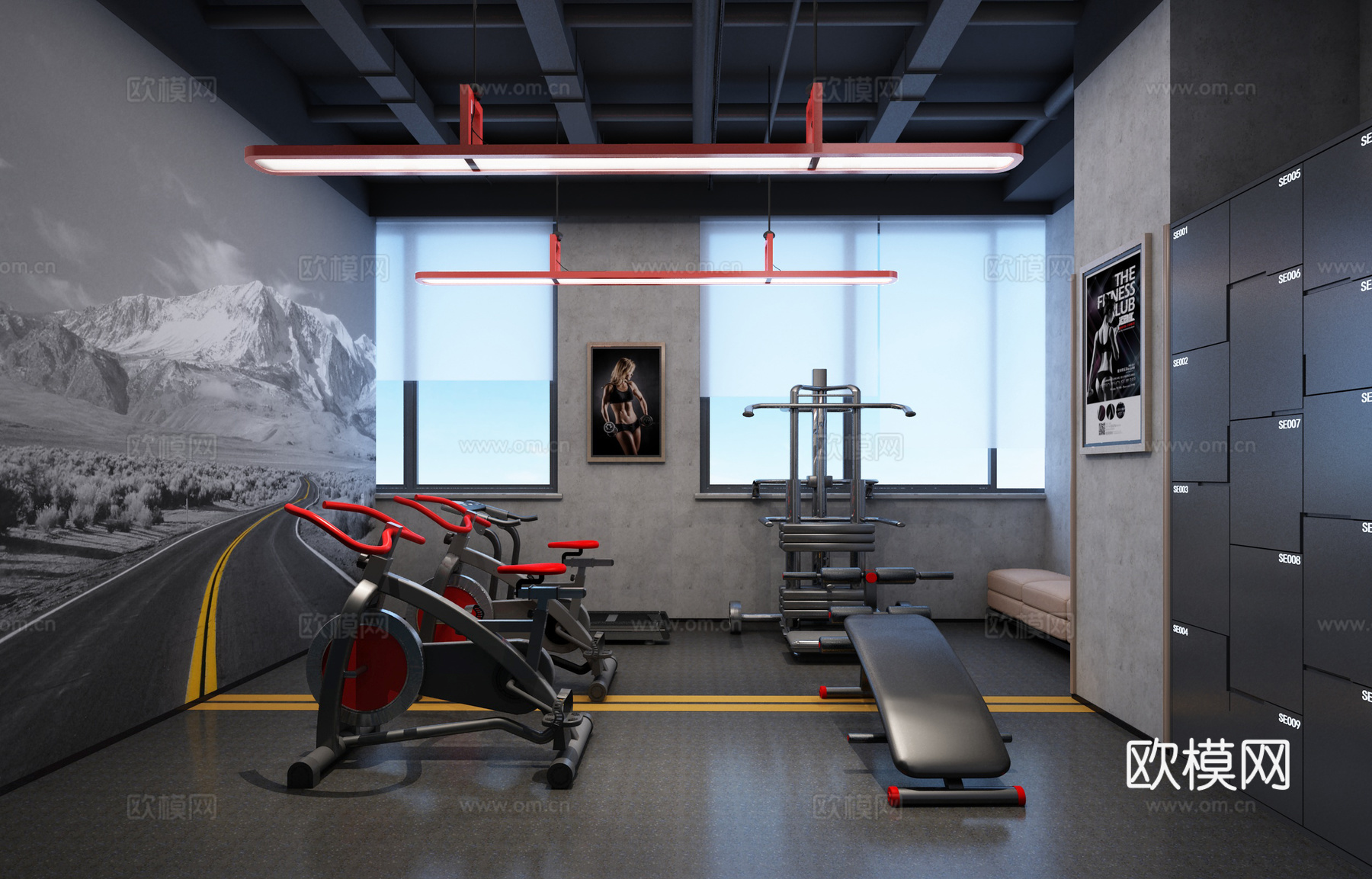 健身房3d模型下载