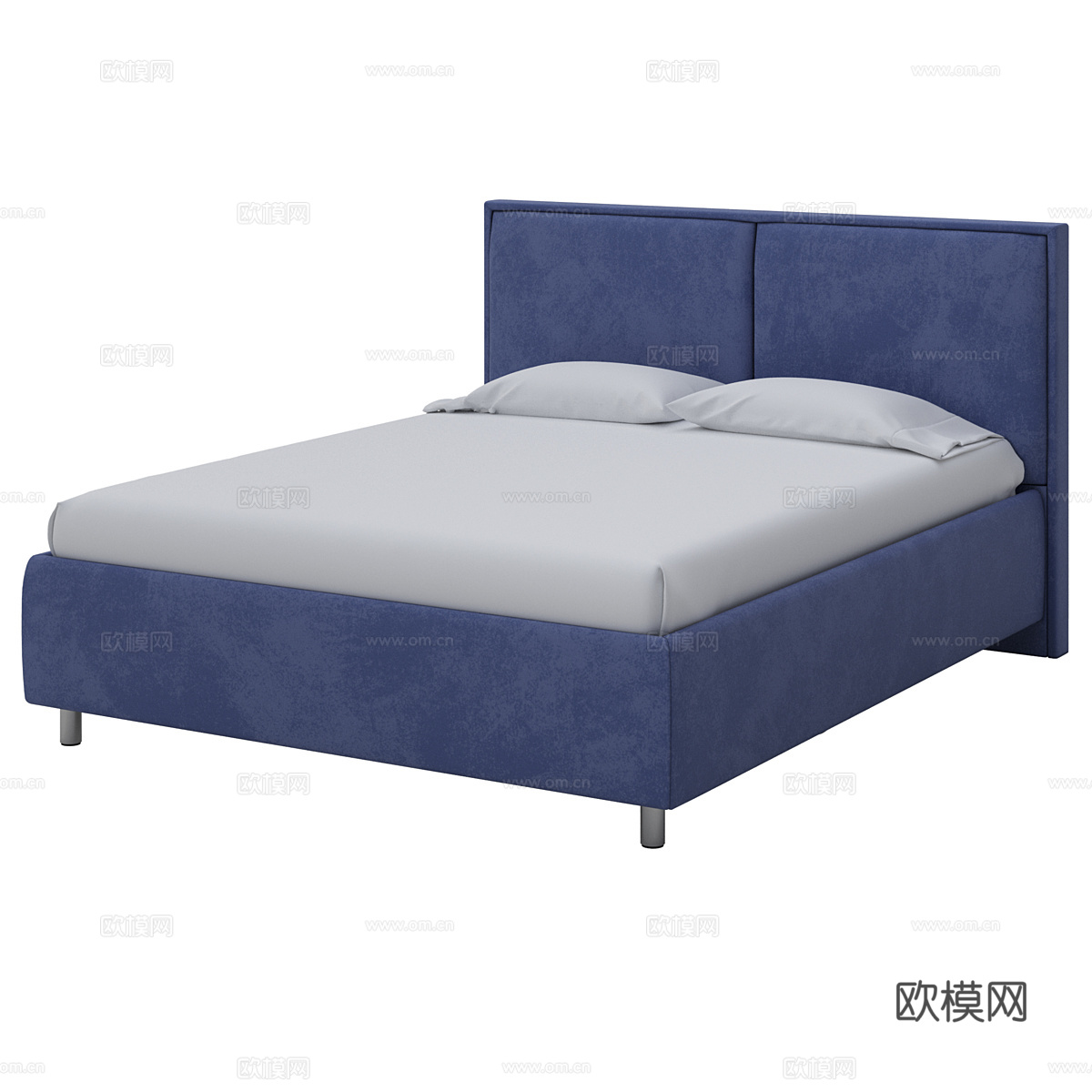 现代简约双人床 双人床 简约双人床 抱枕 床垫3d模型下载