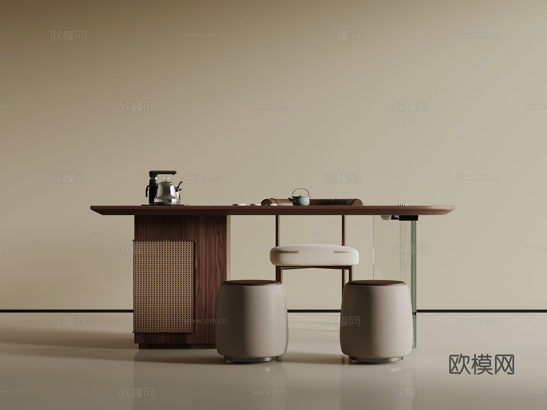 新中式小茶台su模型