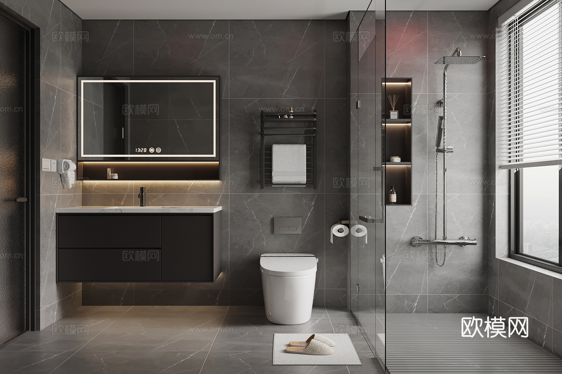 现代意式卫生间3d模型下载