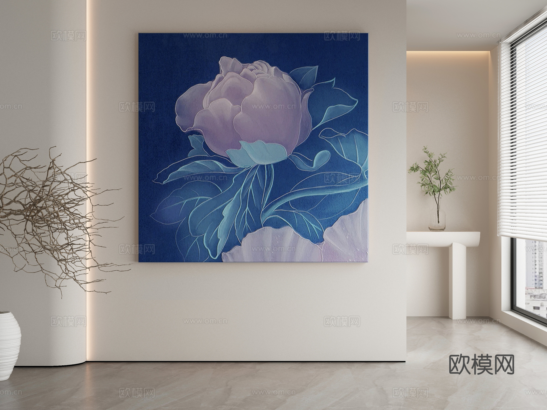 现代侘寂挂画 油画3d模型