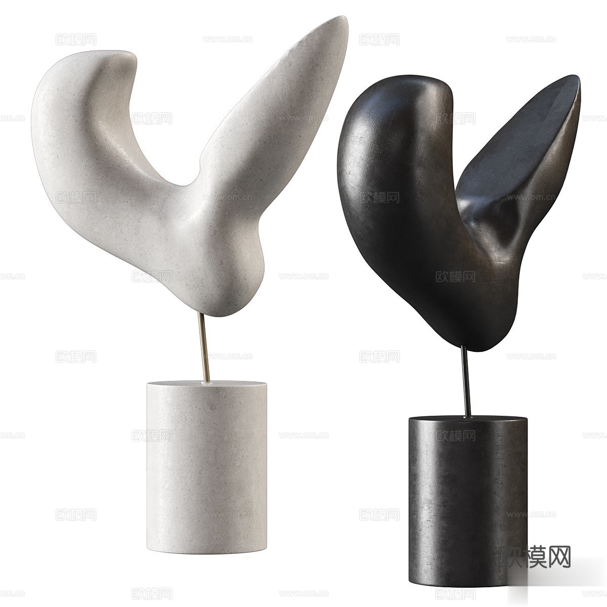 现代抽象艺术雕塑摆件3d模型下载（渲染图1）