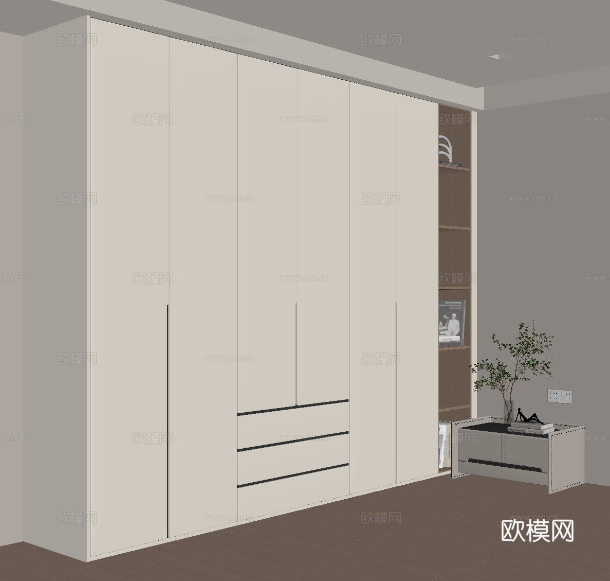 现代衣柜 床头柜su模型