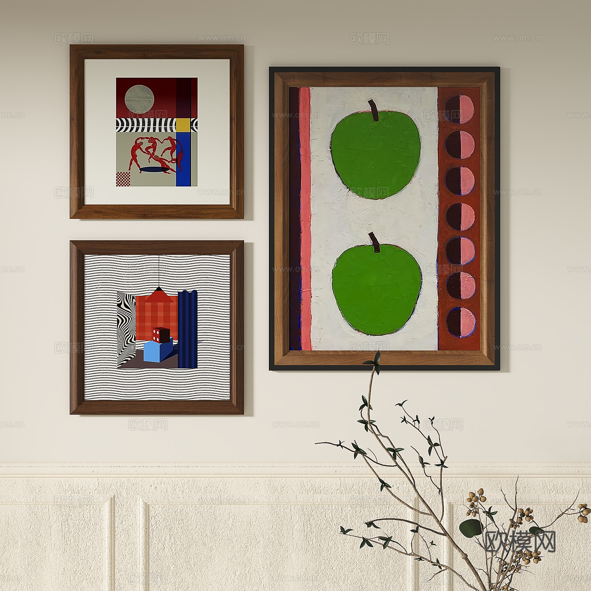 简欧，法式，简约，抽象，中古，复古，装饰画3d模型下载