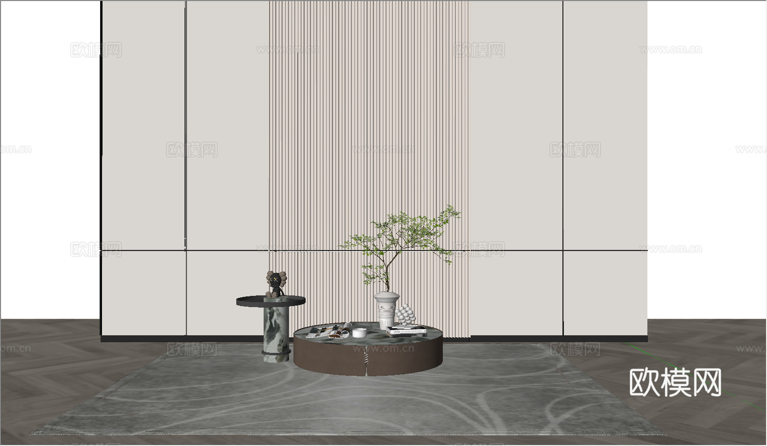 现代组合茶几su模型