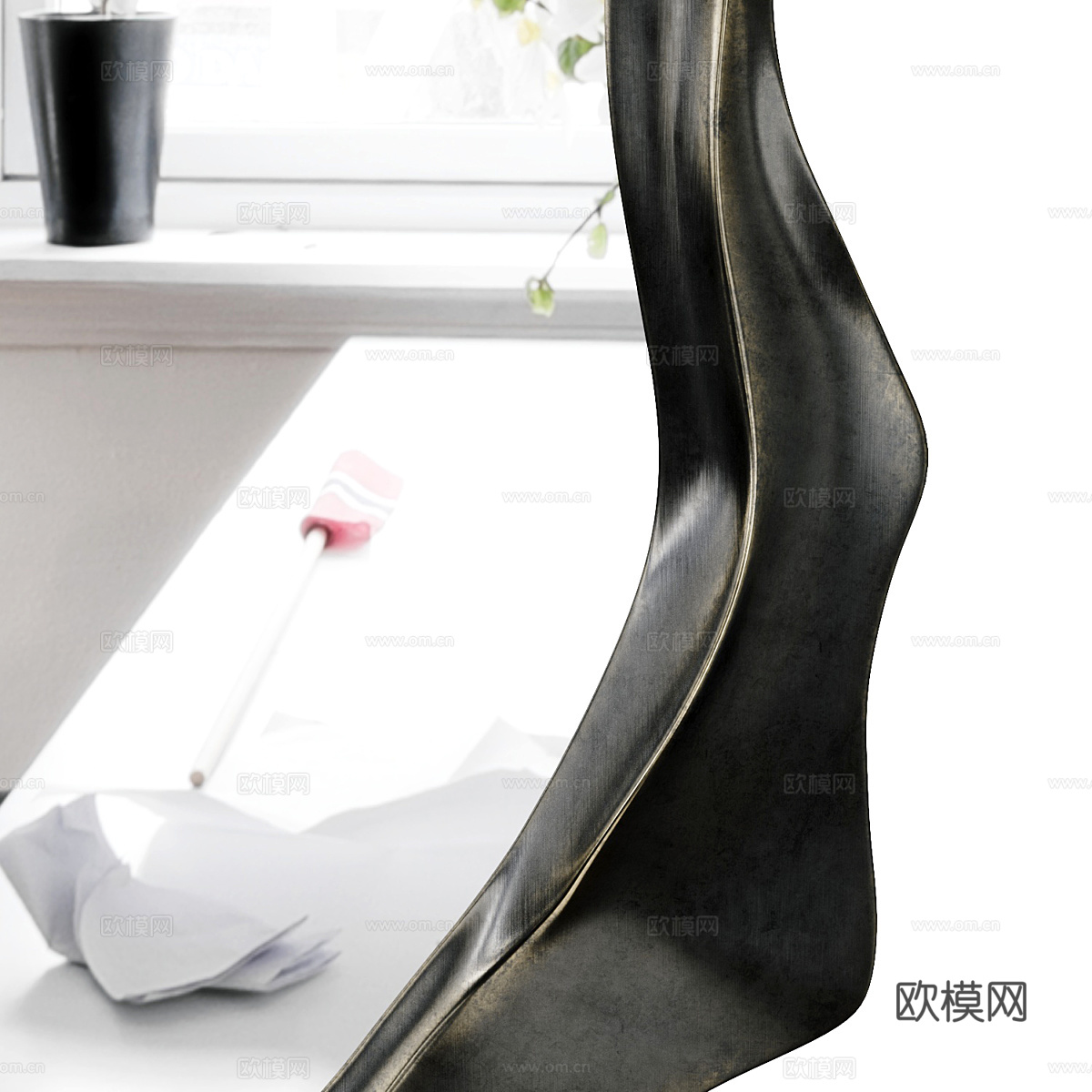 中古风异形装饰镜子3d模型下载（渲染图2）