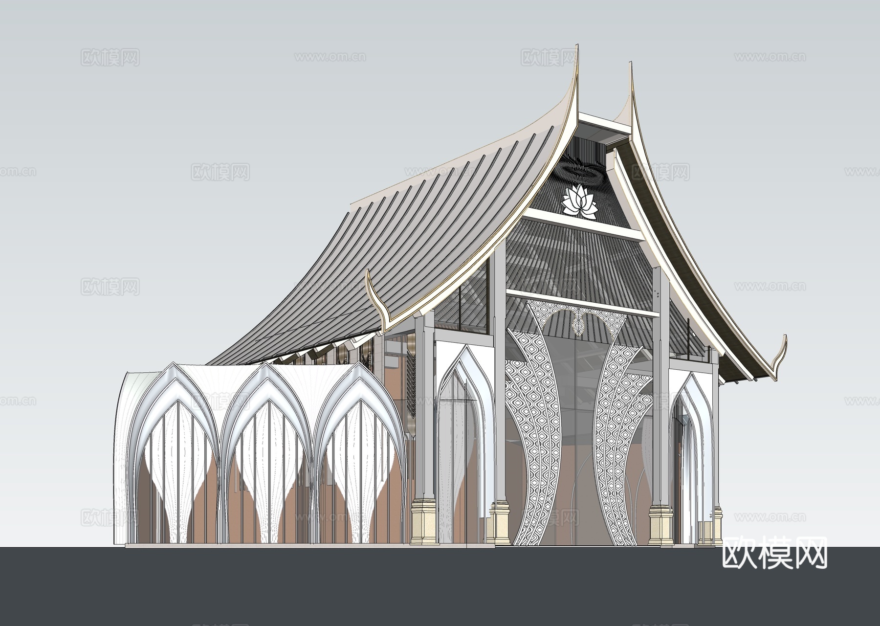 现代展览馆建筑 博物馆 建筑外观su模型