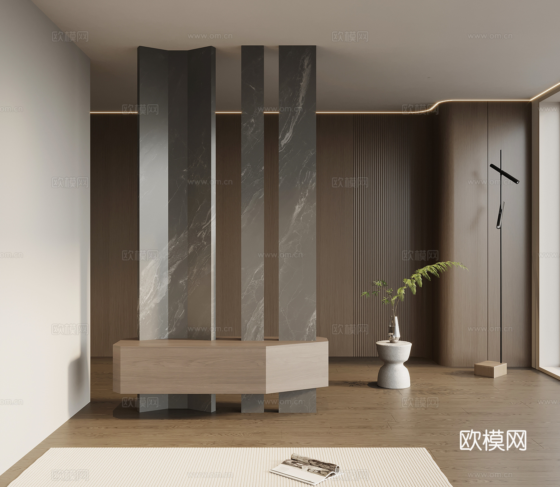 现代意式玄关隔断su模型