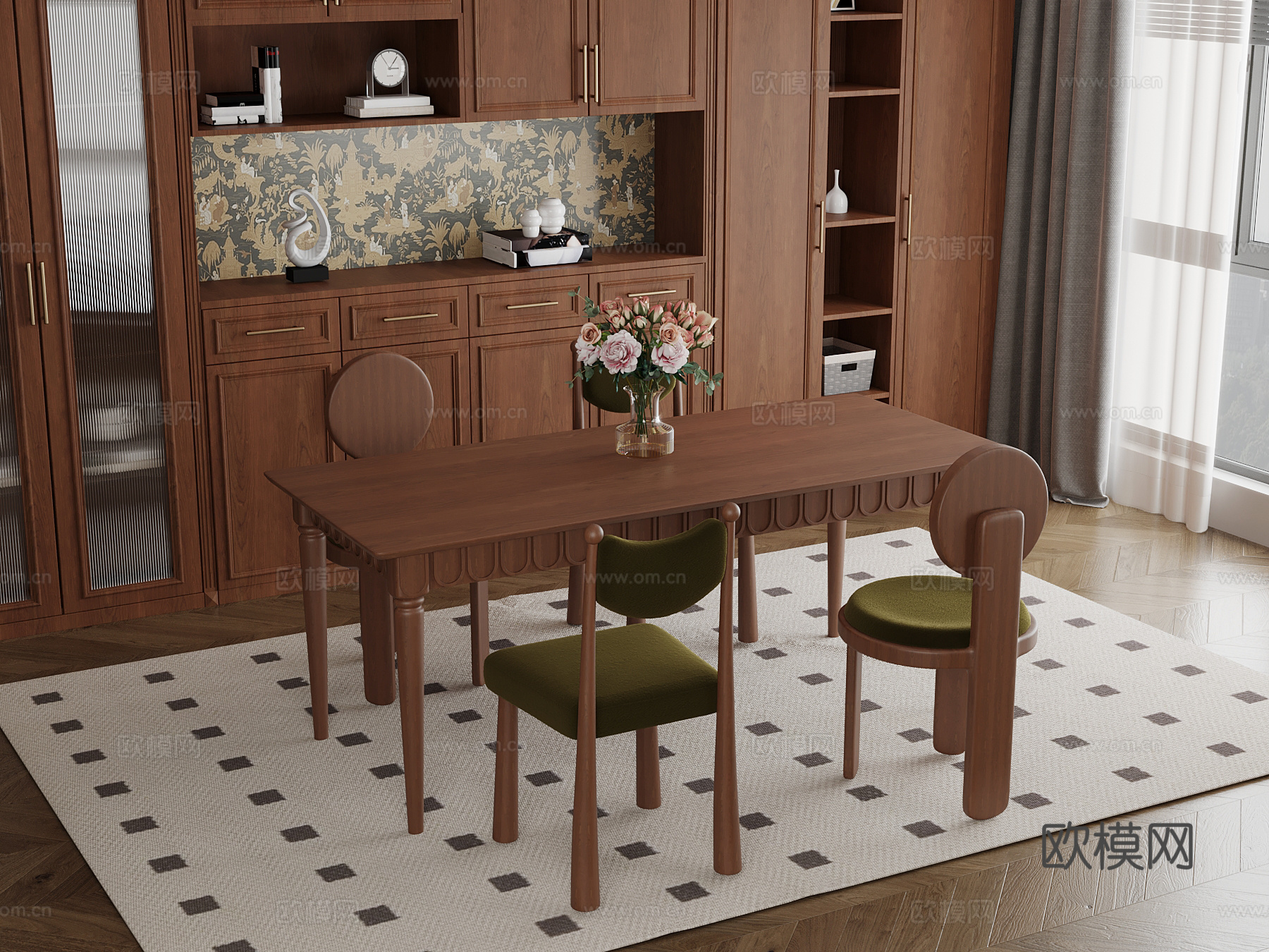 法式中古风餐厅3d模型下载