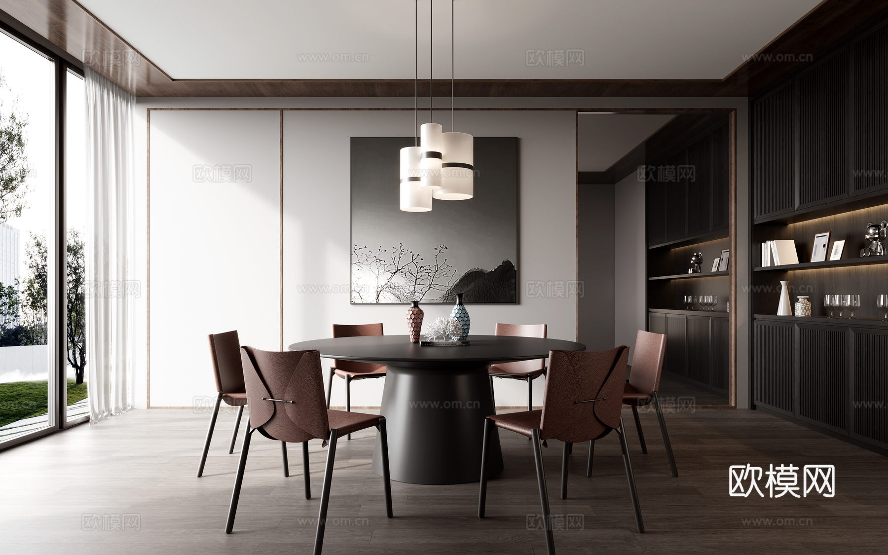 高级灰餐厅3d模型下载