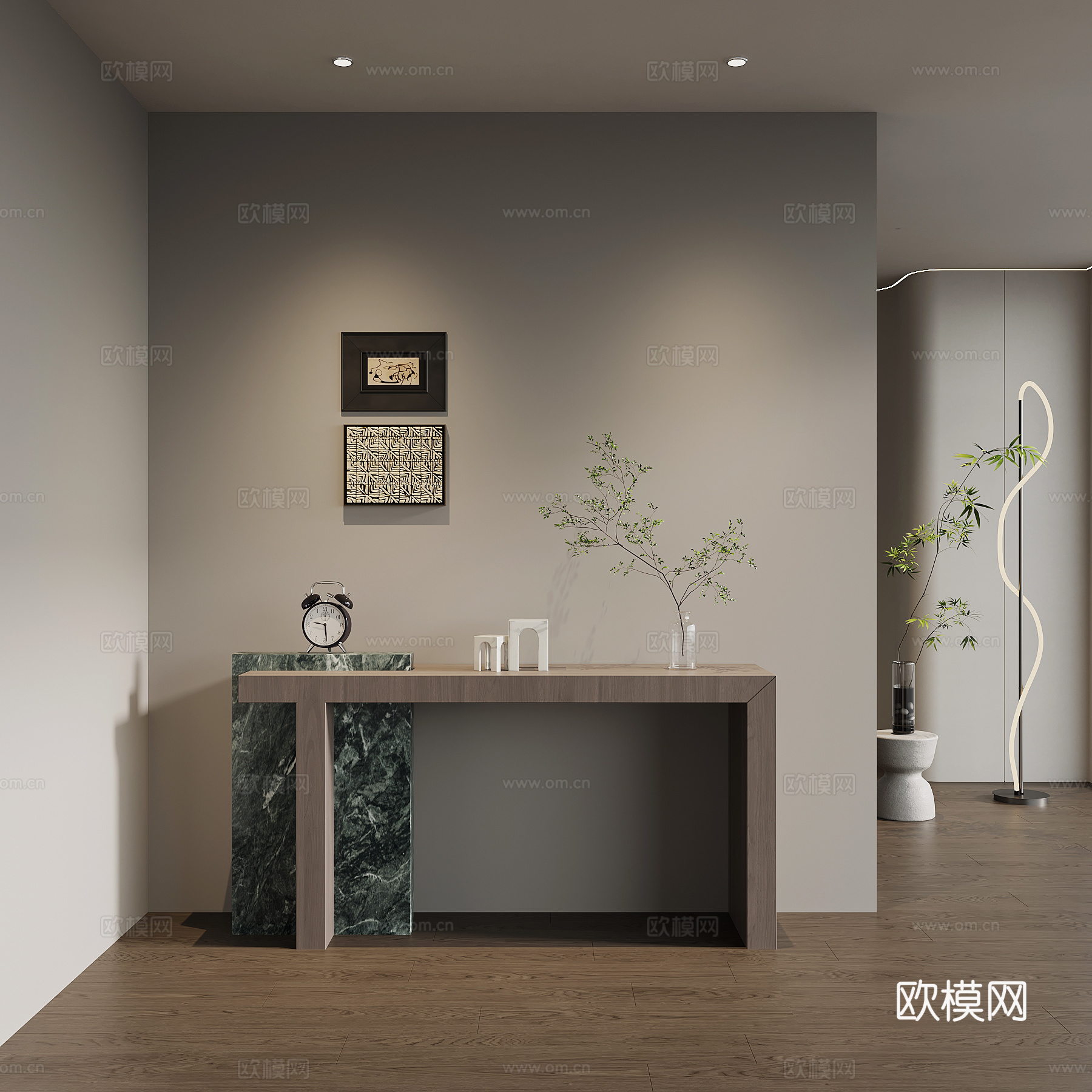 意式极简玄关 端景台3d模型下载