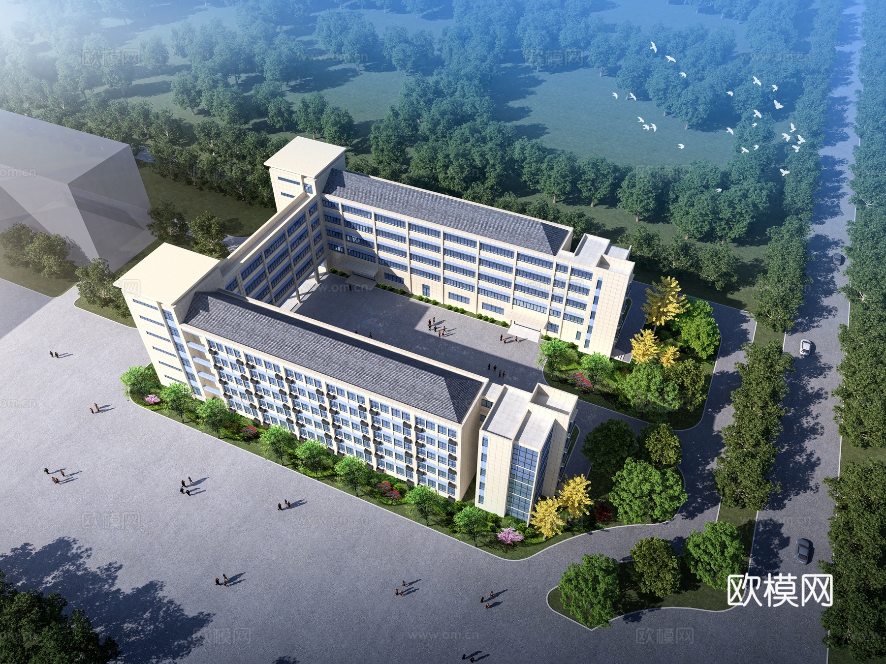 教学楼鸟瞰3d模型下载