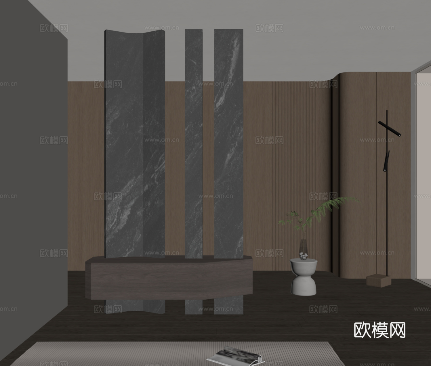 现代意式玄关隔断su模型