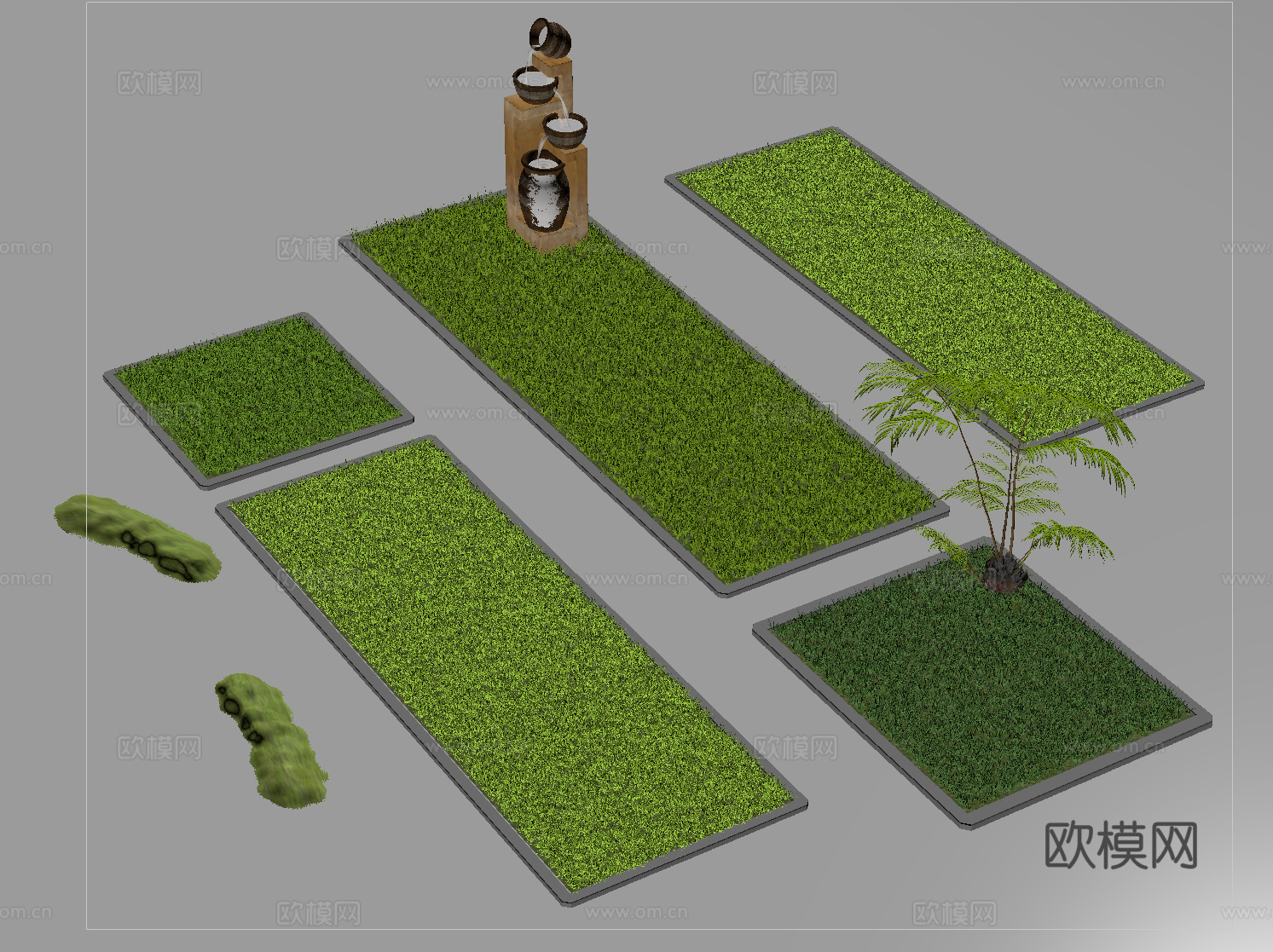 现代草坪 草皮   草地 植被  绿化带草皮su模型