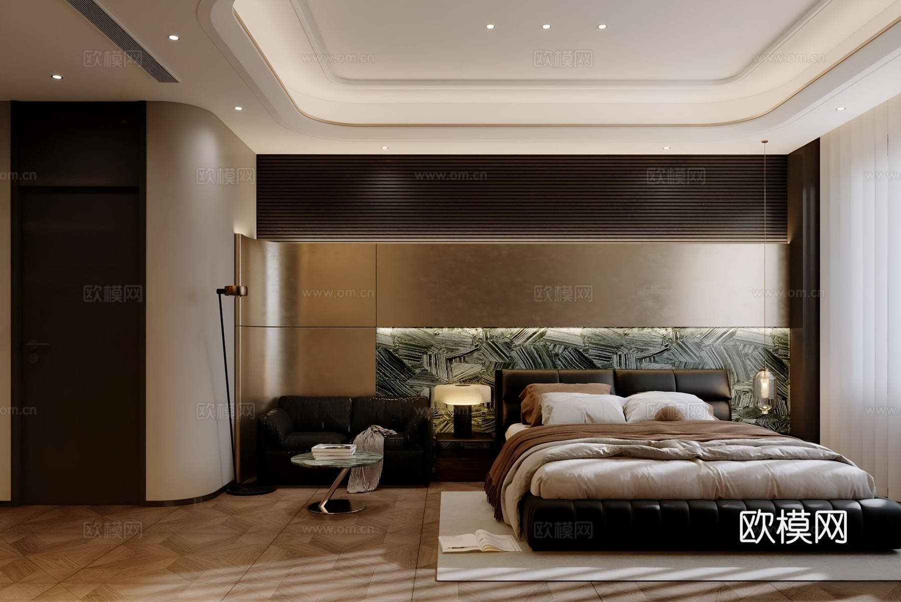 现代轻奢主卧 现代轻奢卧室3d模型下载