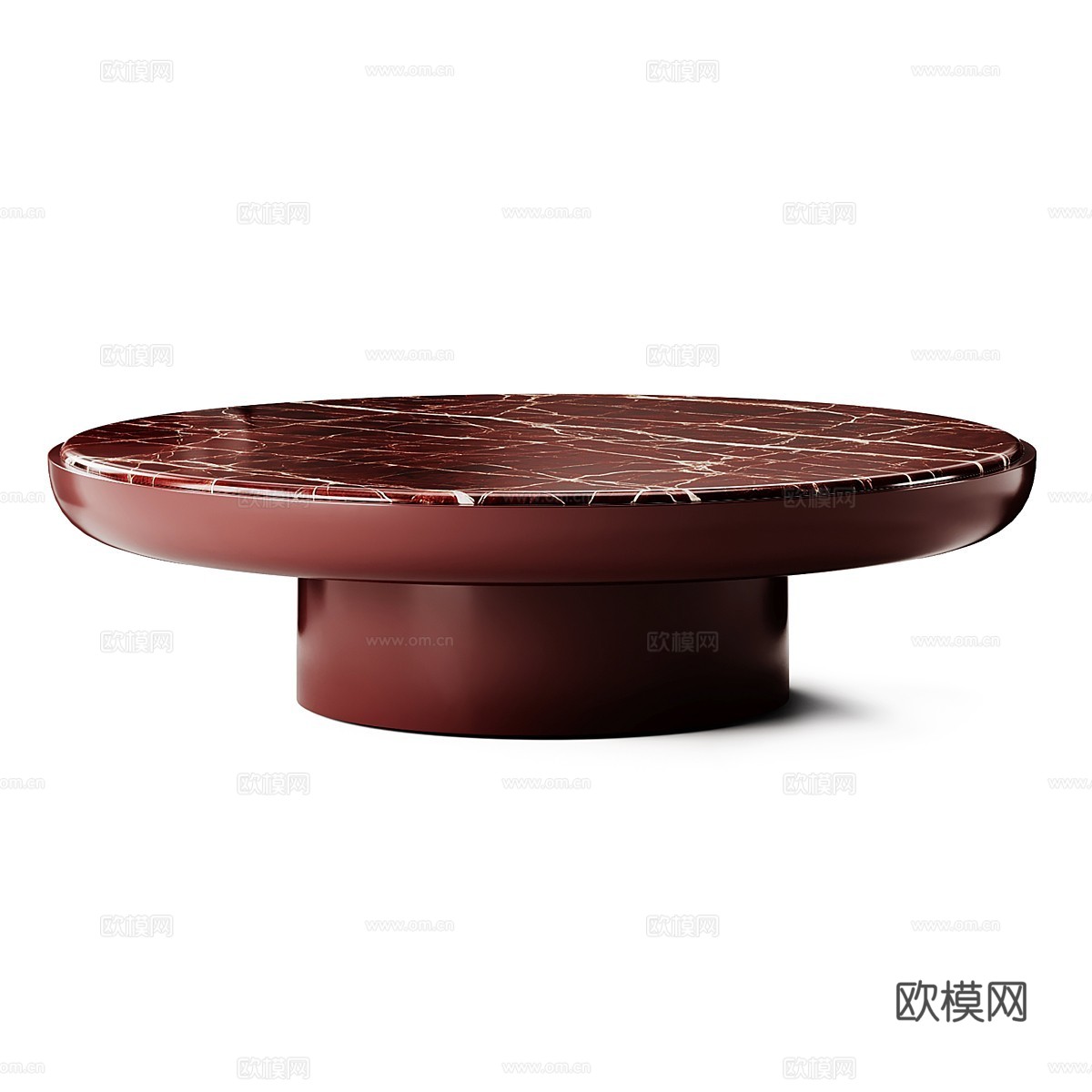 中古风圆形大理石茶几组合3d模型下载（渲染图2）