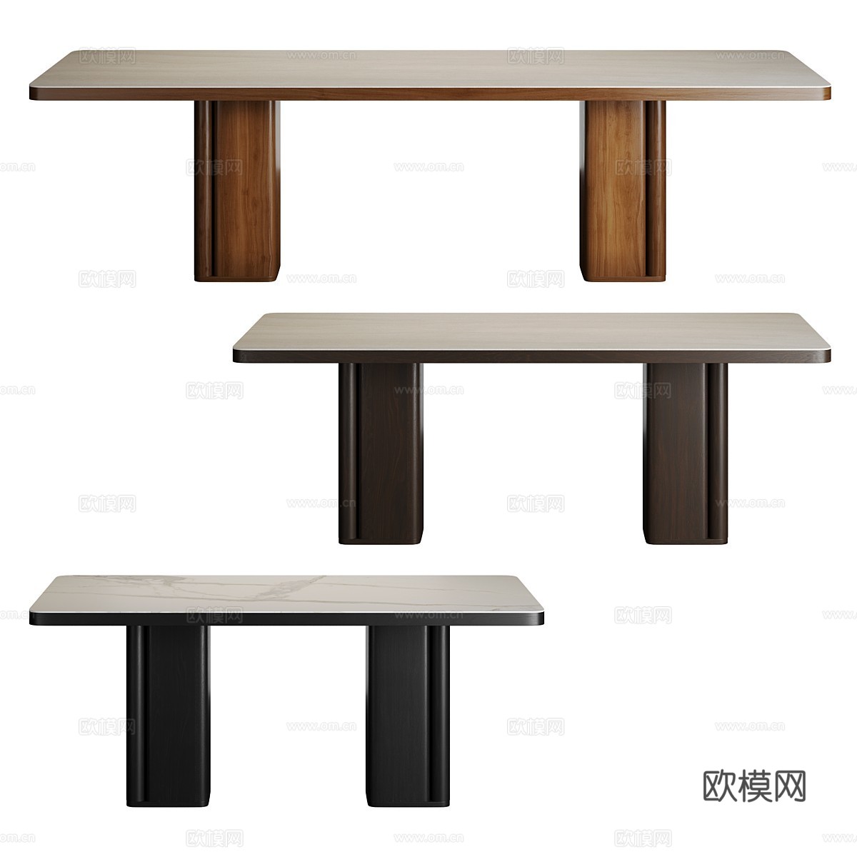 现代意式 Rinaldi 岩板长餐桌3d模型