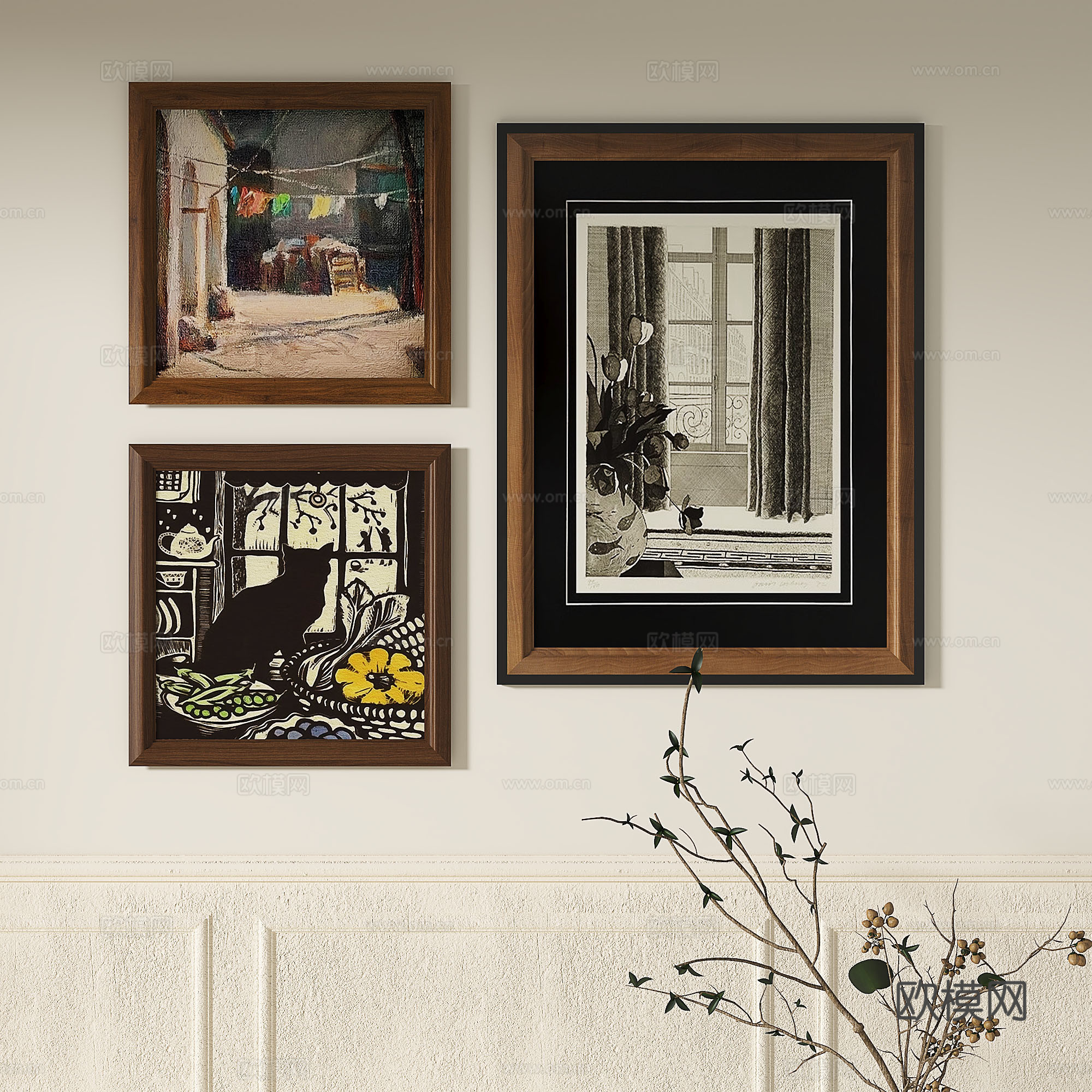 简欧，法式，简约，抽象，中古，复古，装饰画3d模型下载