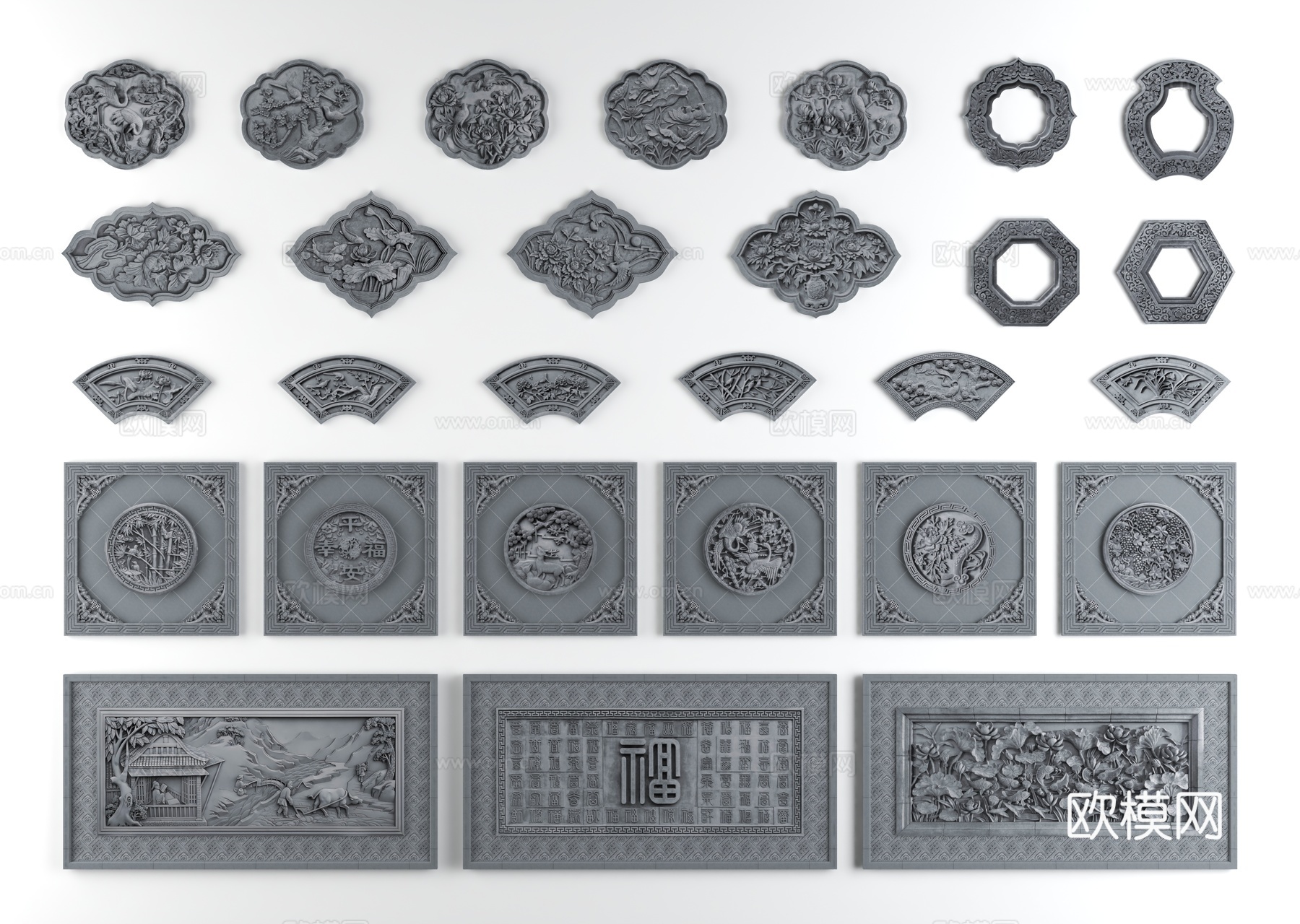 砖雕 石雕 雕花3d模型下载