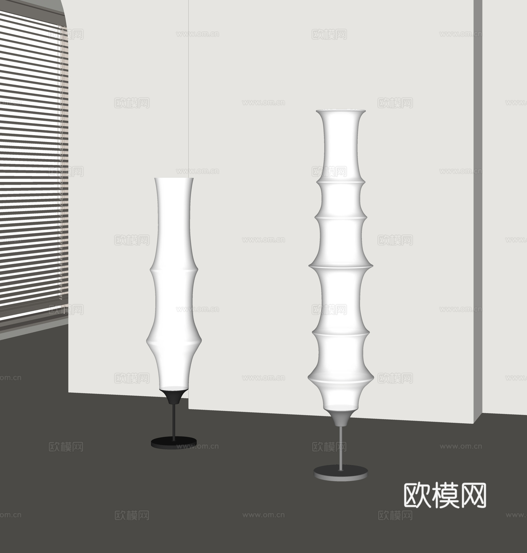 现代奶油落地灯su模型