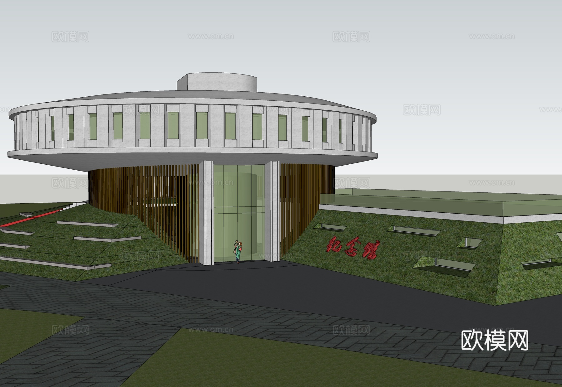 现代展览馆建筑 博览馆 建筑外观su模型