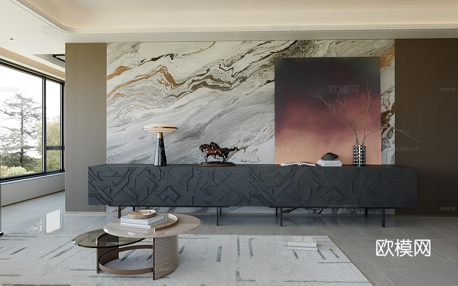 现代电视柜 卧室电视柜 电视柜组合 成品电视柜 电视柜摆件3d模型下载