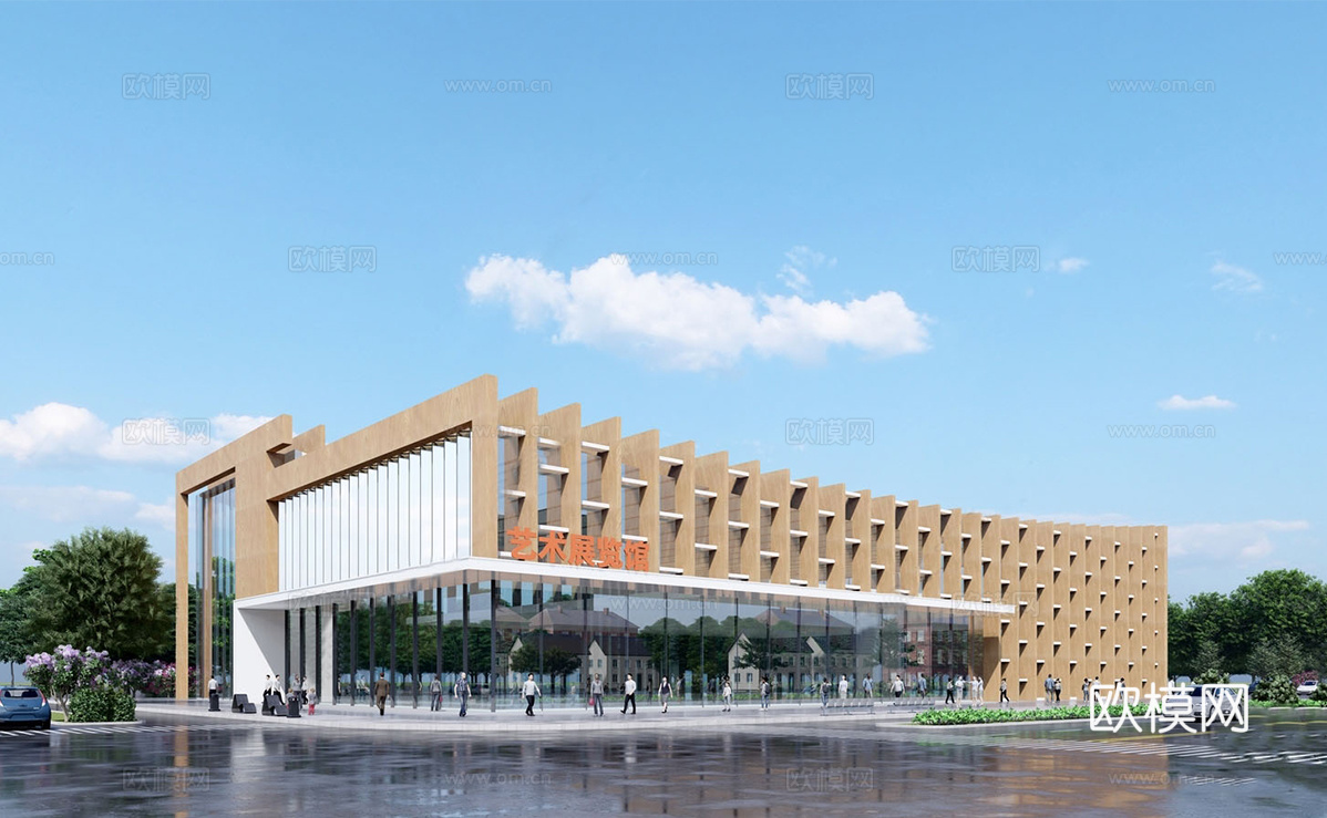 现代展览馆建筑 博览馆 建筑外观su模型