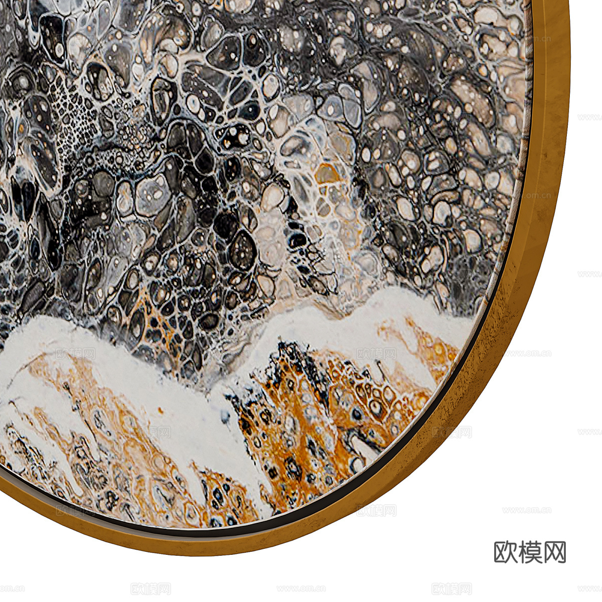 现代轻奢圆形装饰挂画3d模型下载（渲染图2）