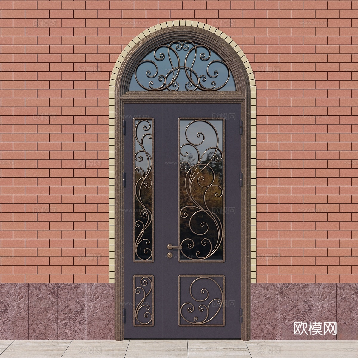 锻造格栅钢制入户门3d模型下载