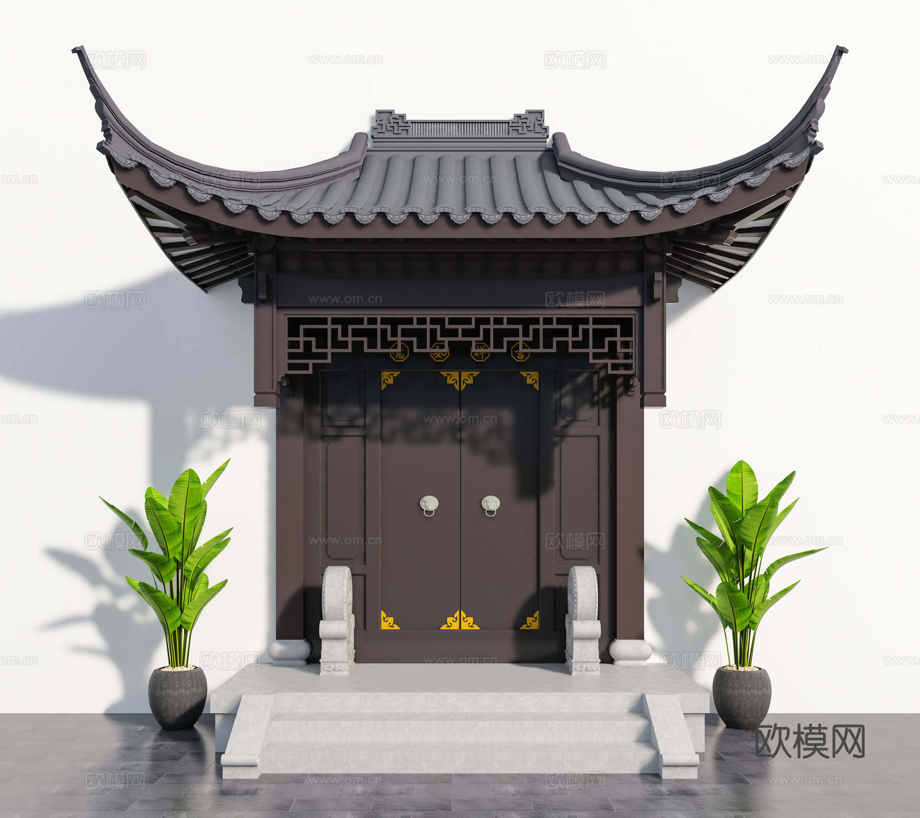 大门 门头 别墅大门 入户门 仿古门头 徽派门头 古建su模型