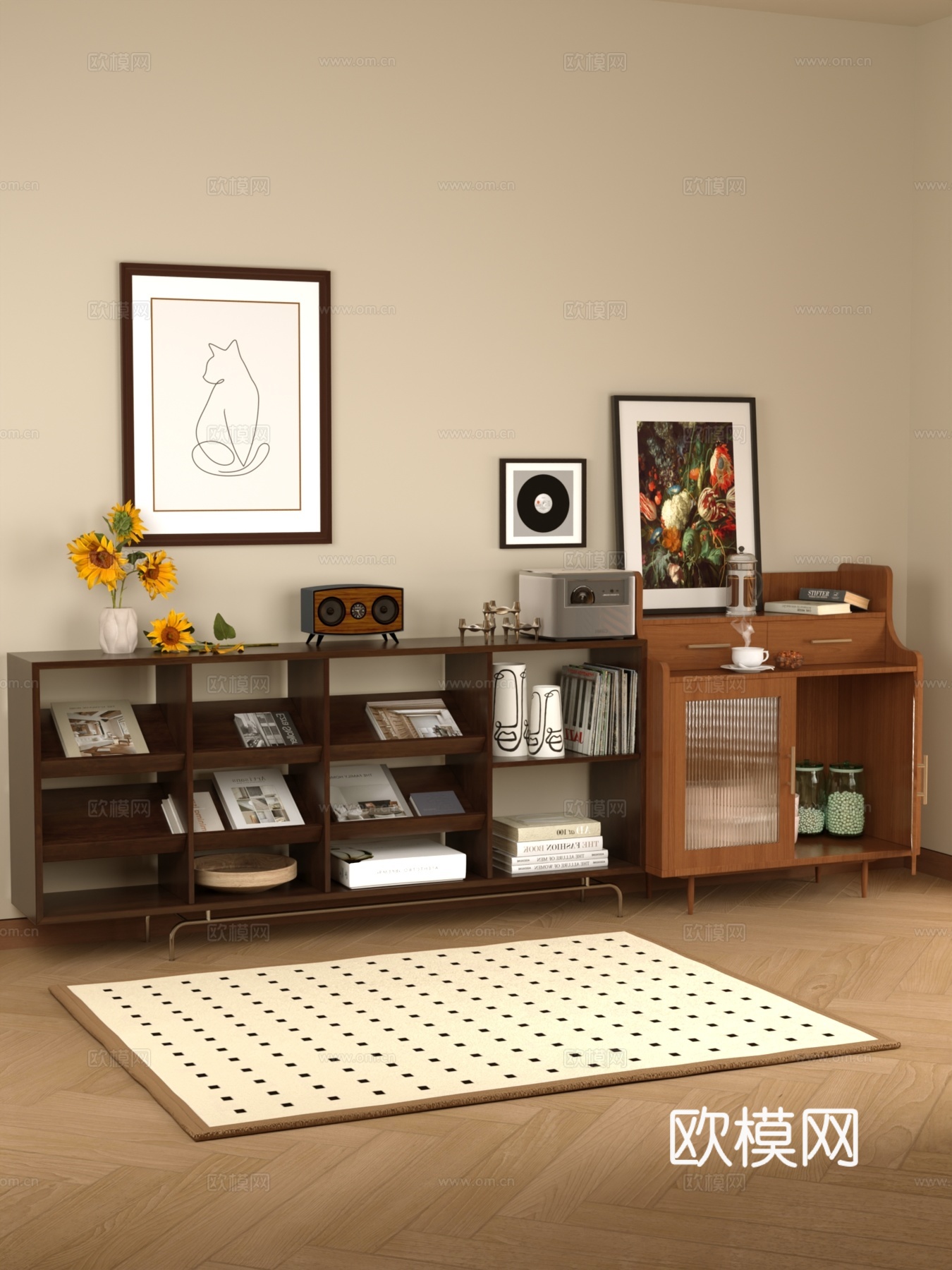 法式复古斗柜3d模型下载（渲染图1）