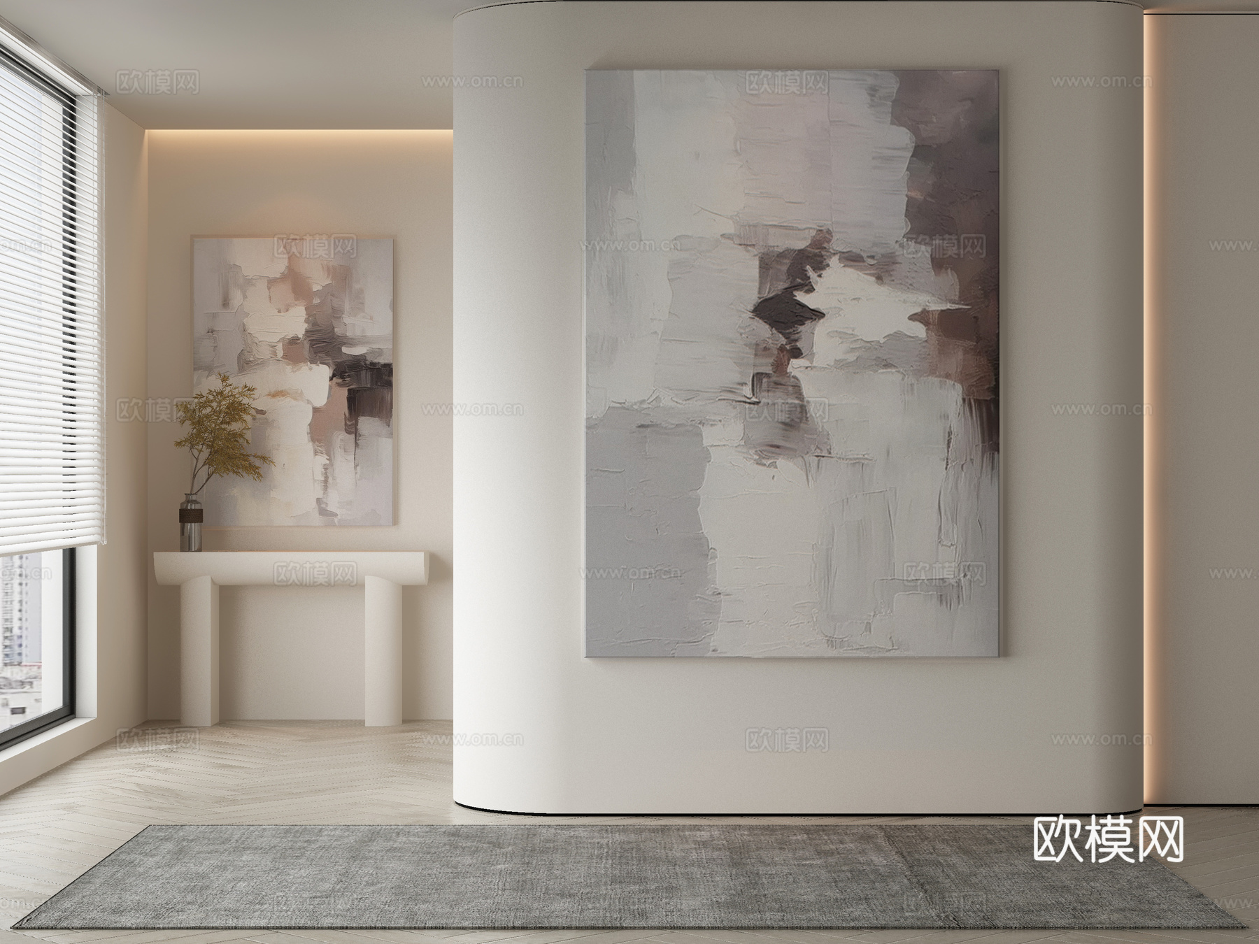 现代侘寂挂画 油画3d模型下载