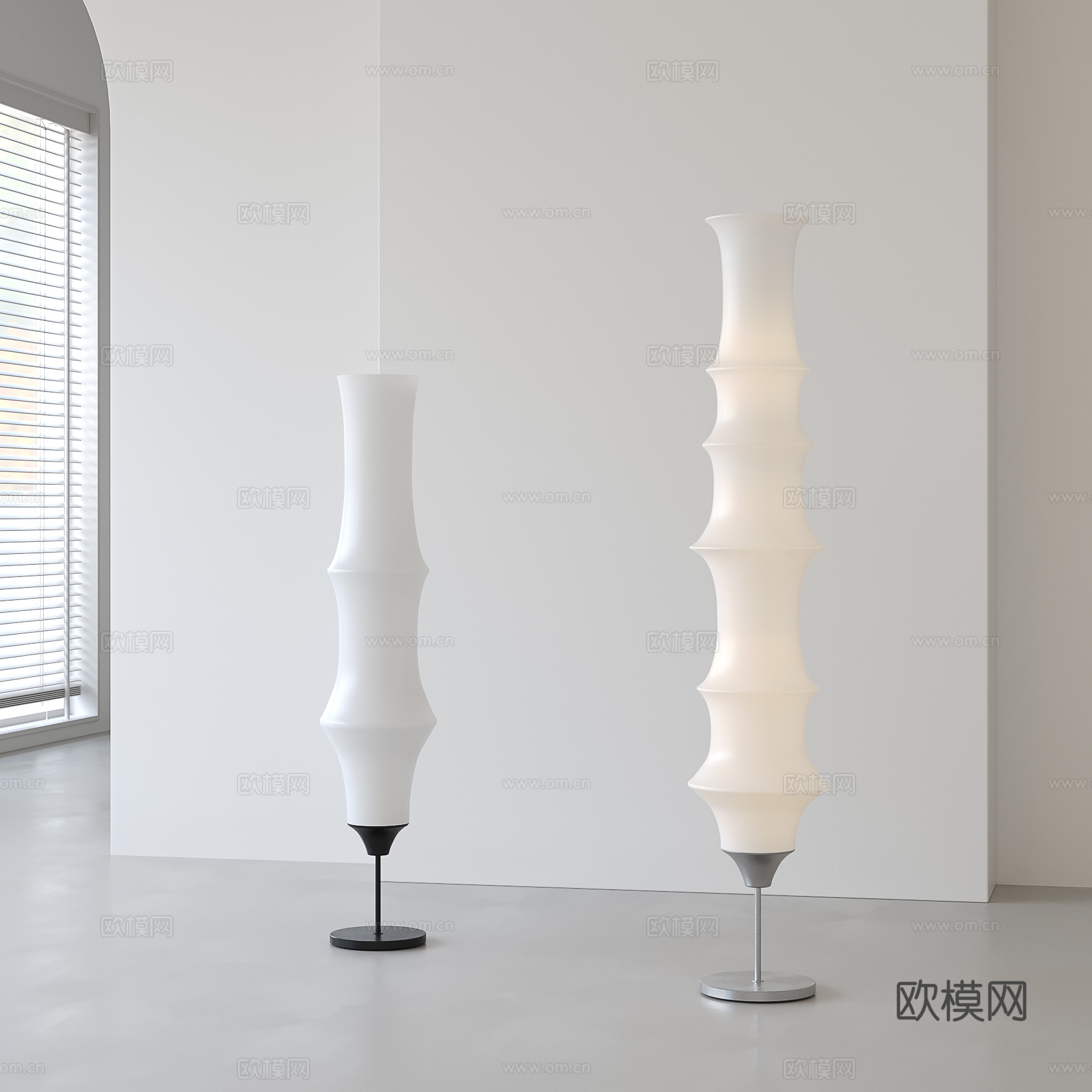 现代奶油落地灯su模型