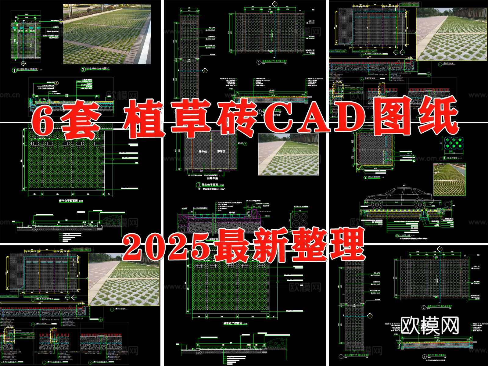 植草砖 停车位 草坪砖 生态停车位 植草砖停车位cad施工图