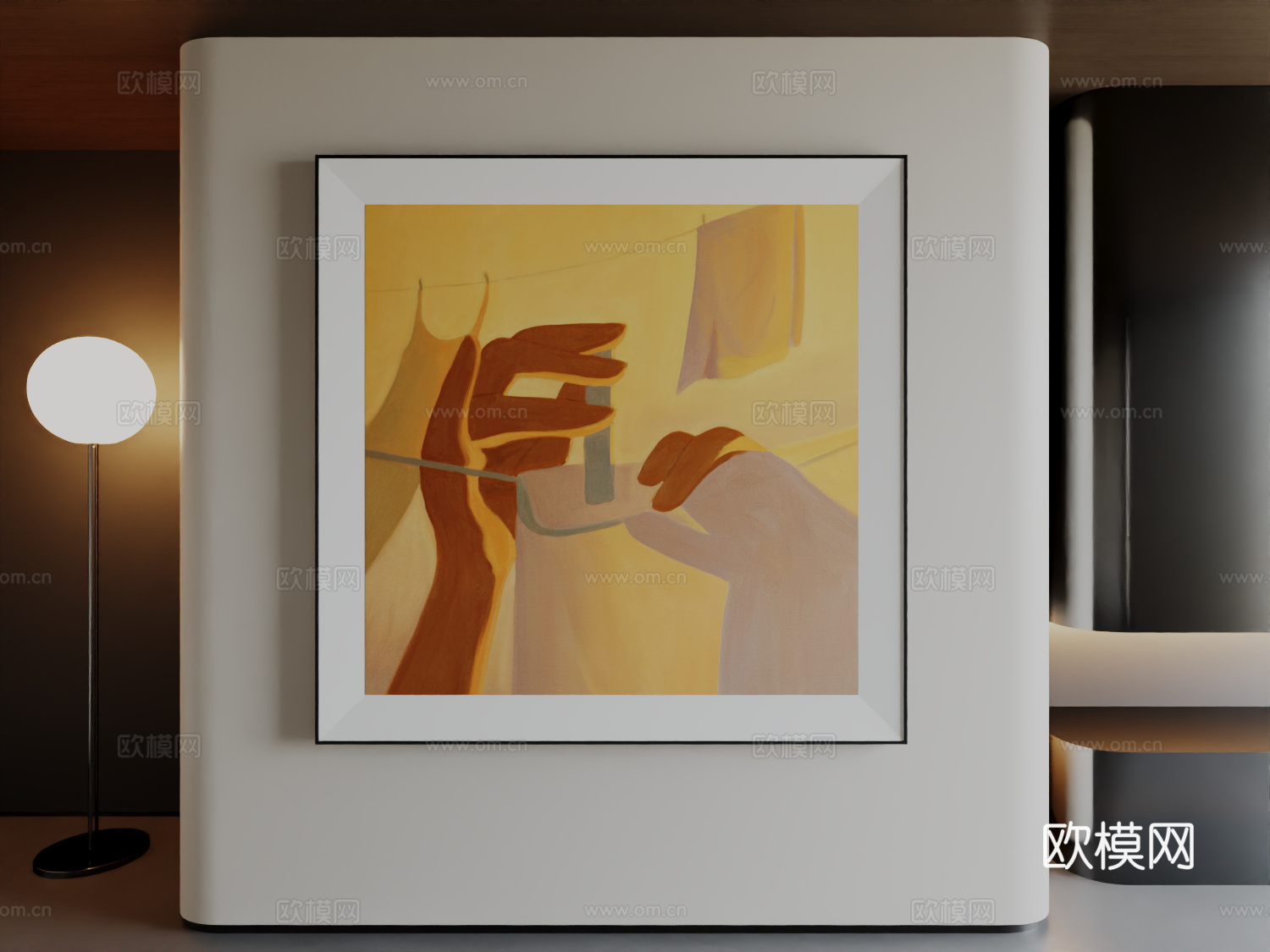 现代简约高级意式挂画3d模型下载