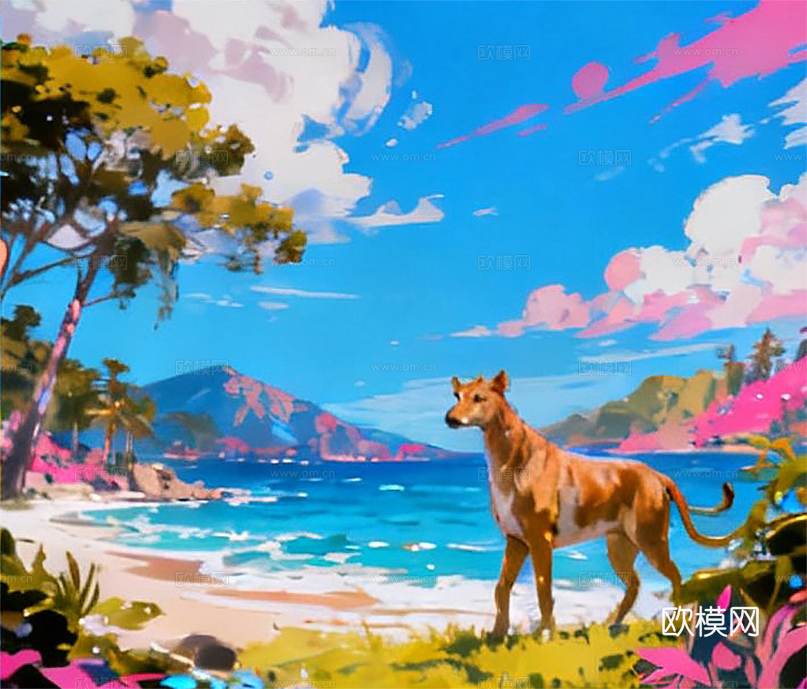 现代多巴胺风格卡通动物挂画装饰画