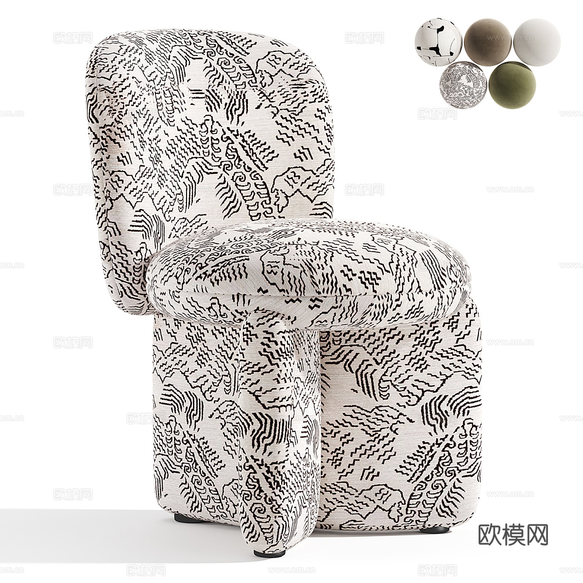 现代意式 Kesse 布椅3d模型