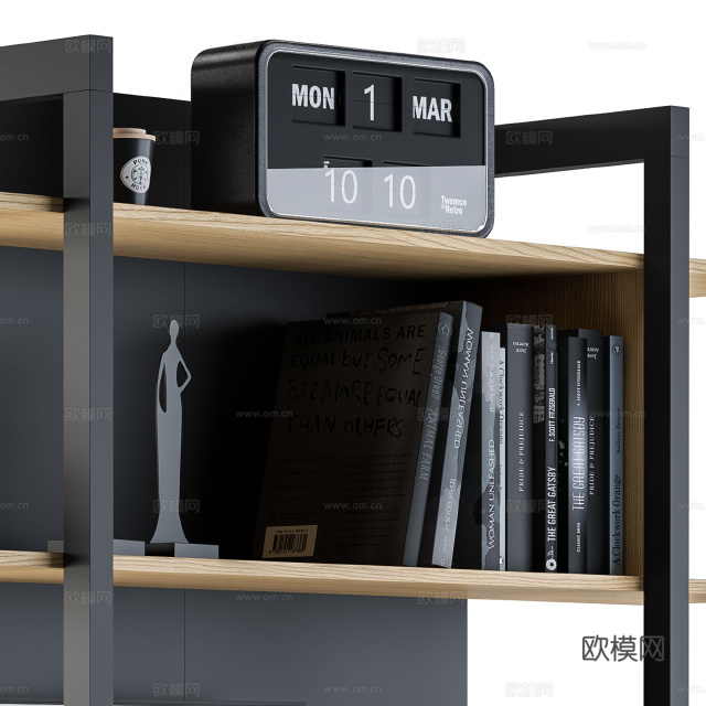 现代置物架 展柜货架 书架 书柜3d模型下载（渲染图3）