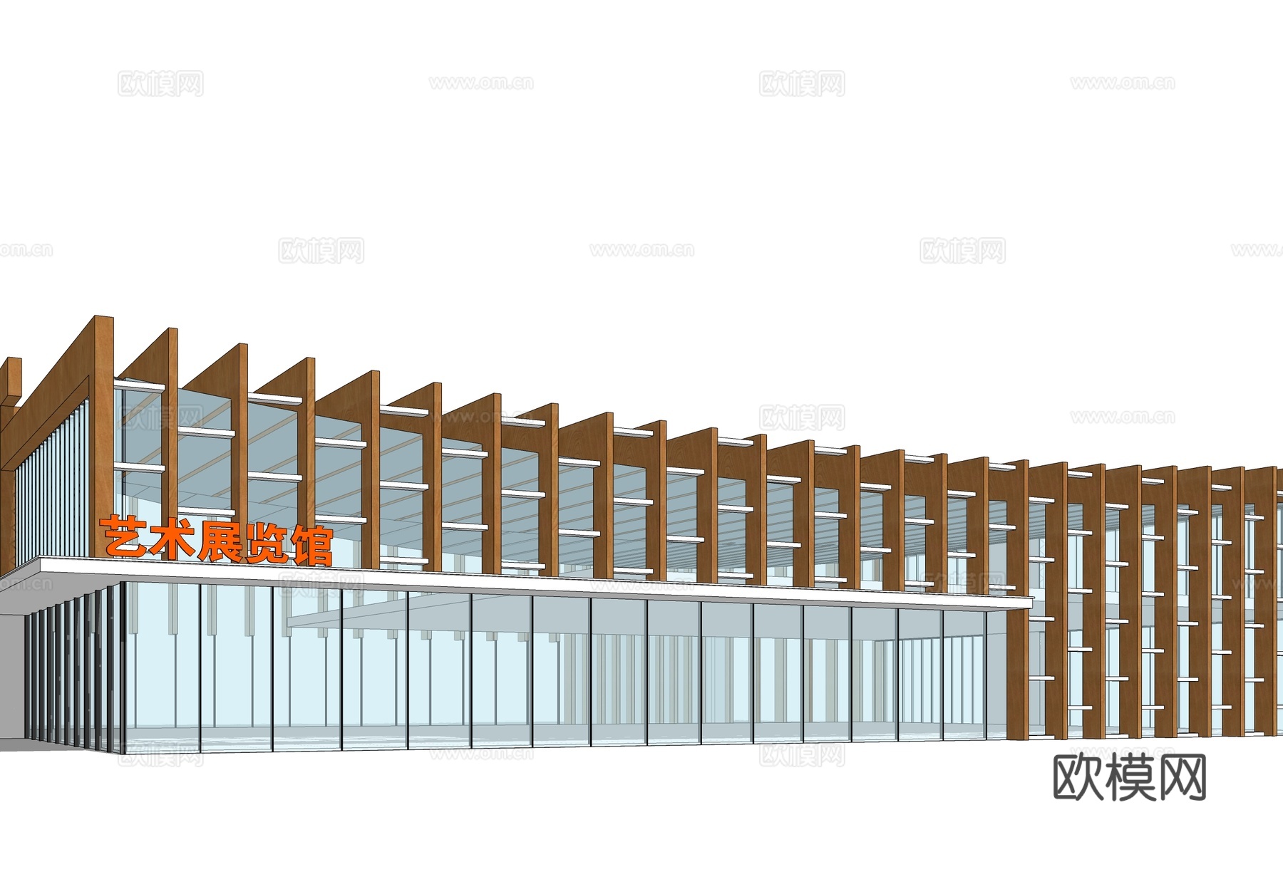 现代展览馆建筑 博览馆 建筑外观su模型