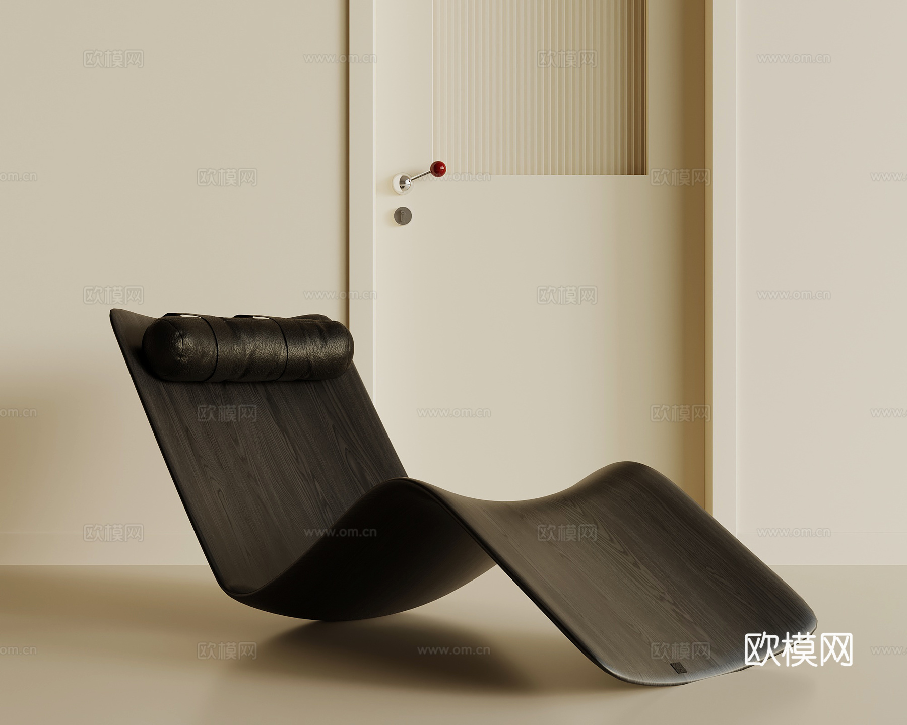 现代意式躺椅 休闲椅 木质躺椅su模型