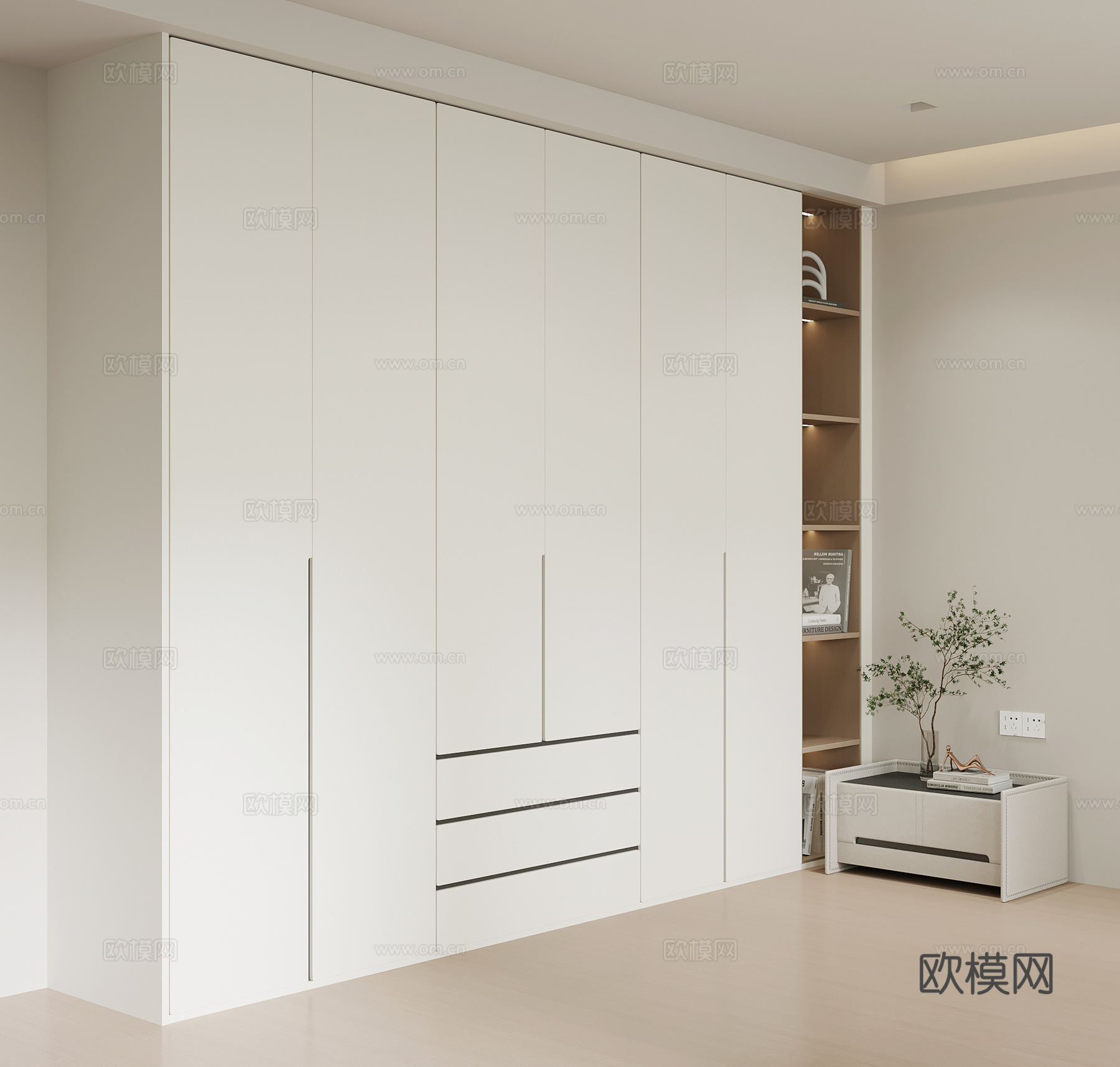 现代衣柜 床头柜su模型