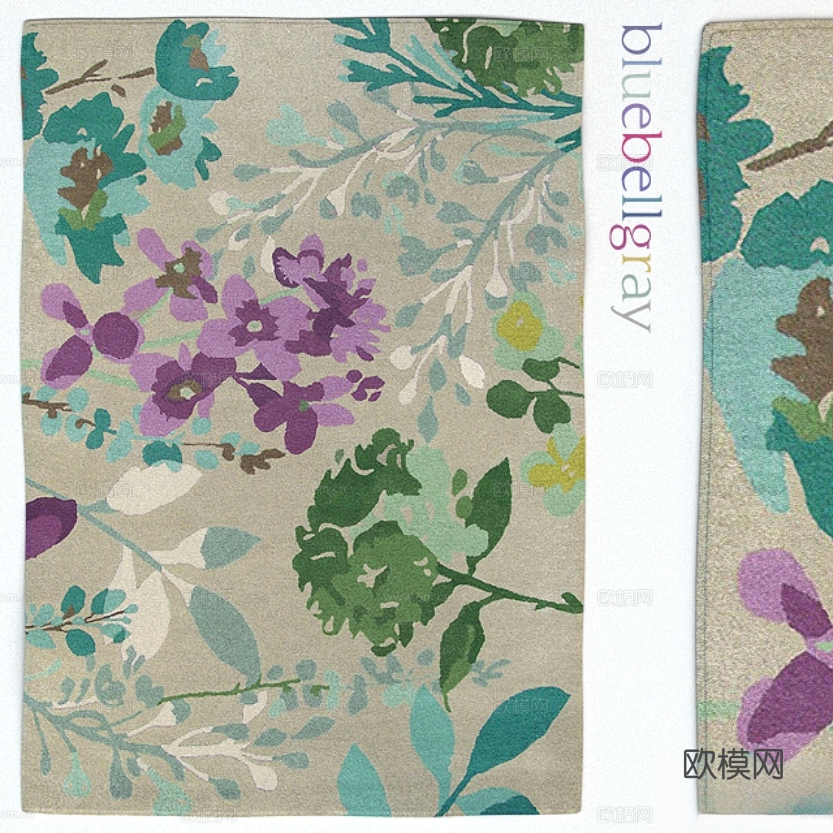 蓝铃灰布雷布鲁克亚麻地毯3d模型下载