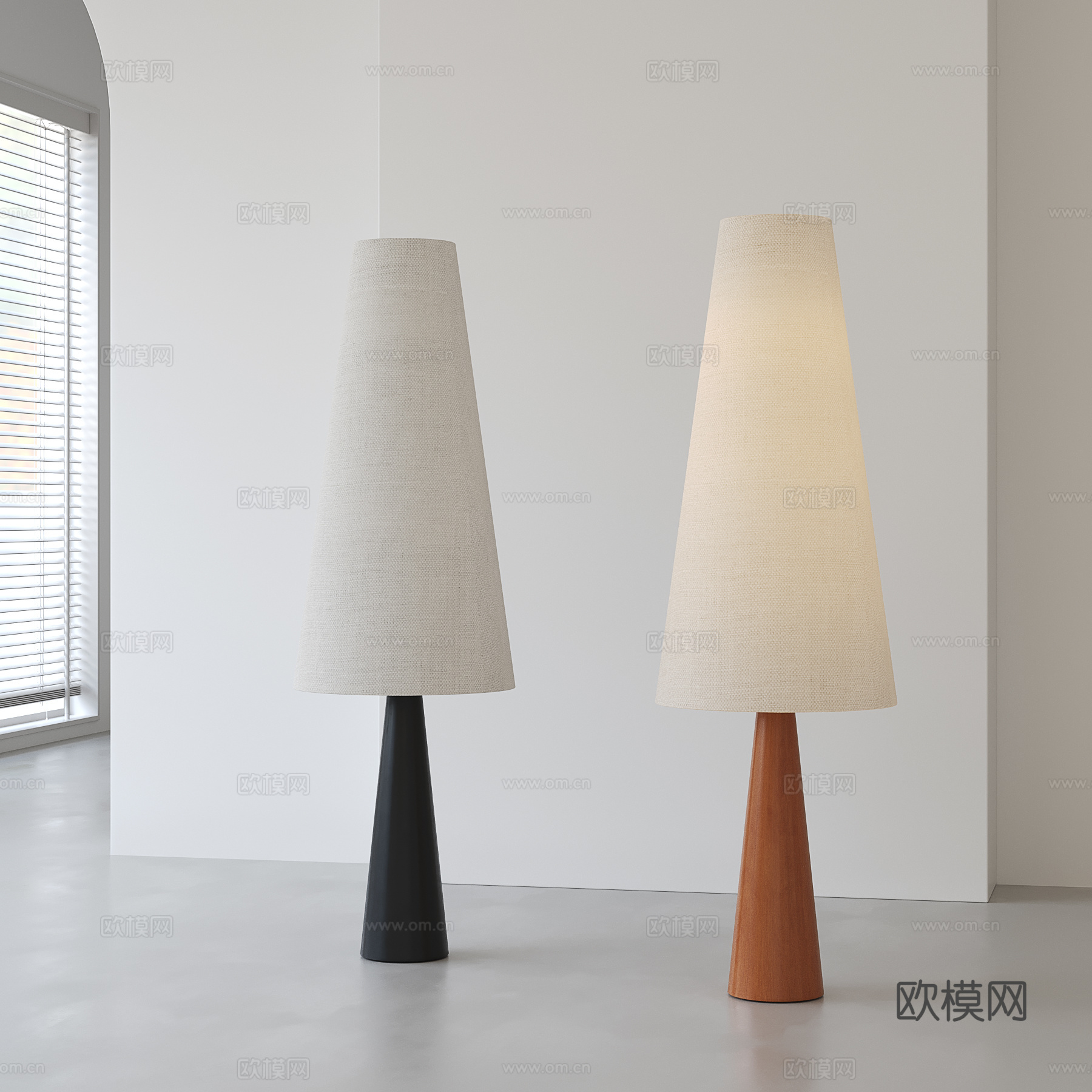 中古实木落地灯3d模型下载