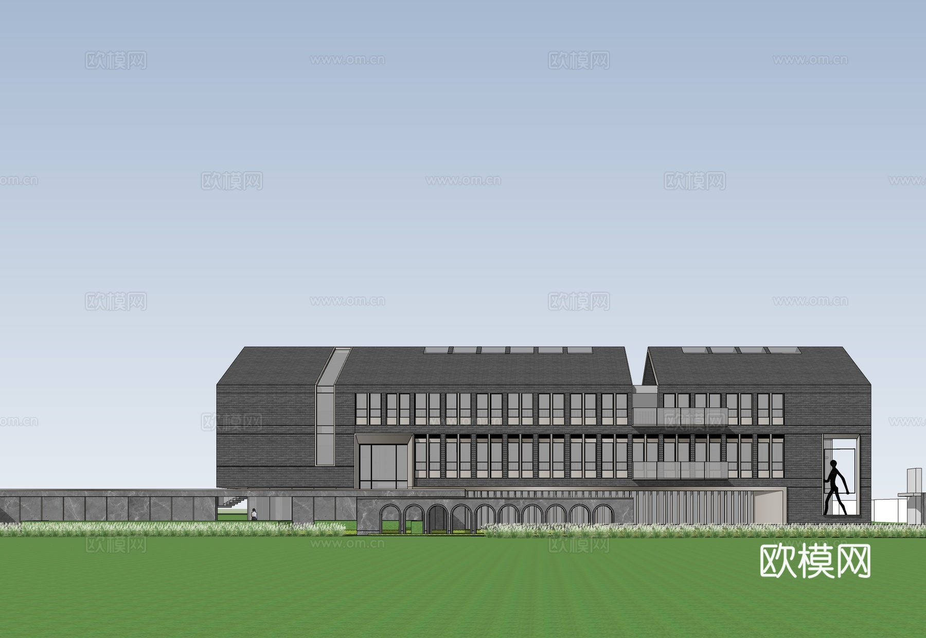 现代展览馆建筑 博物馆 建筑外观su模型