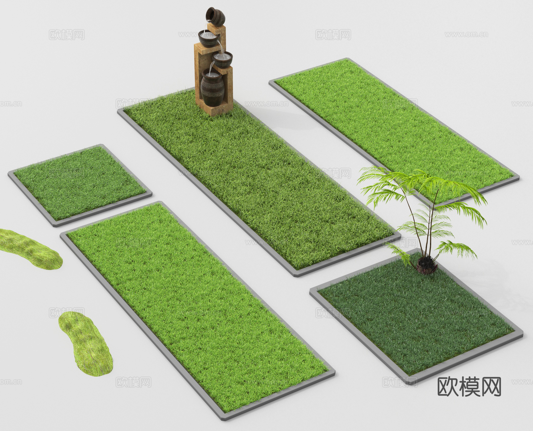 现代草坪 草皮   草地 植被  绿化带草皮su模型