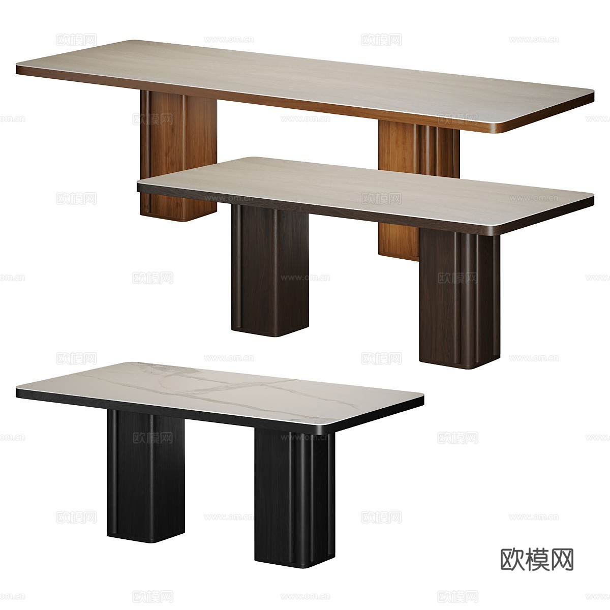 现代意式 Rinaldi 岩板长餐桌3d模型